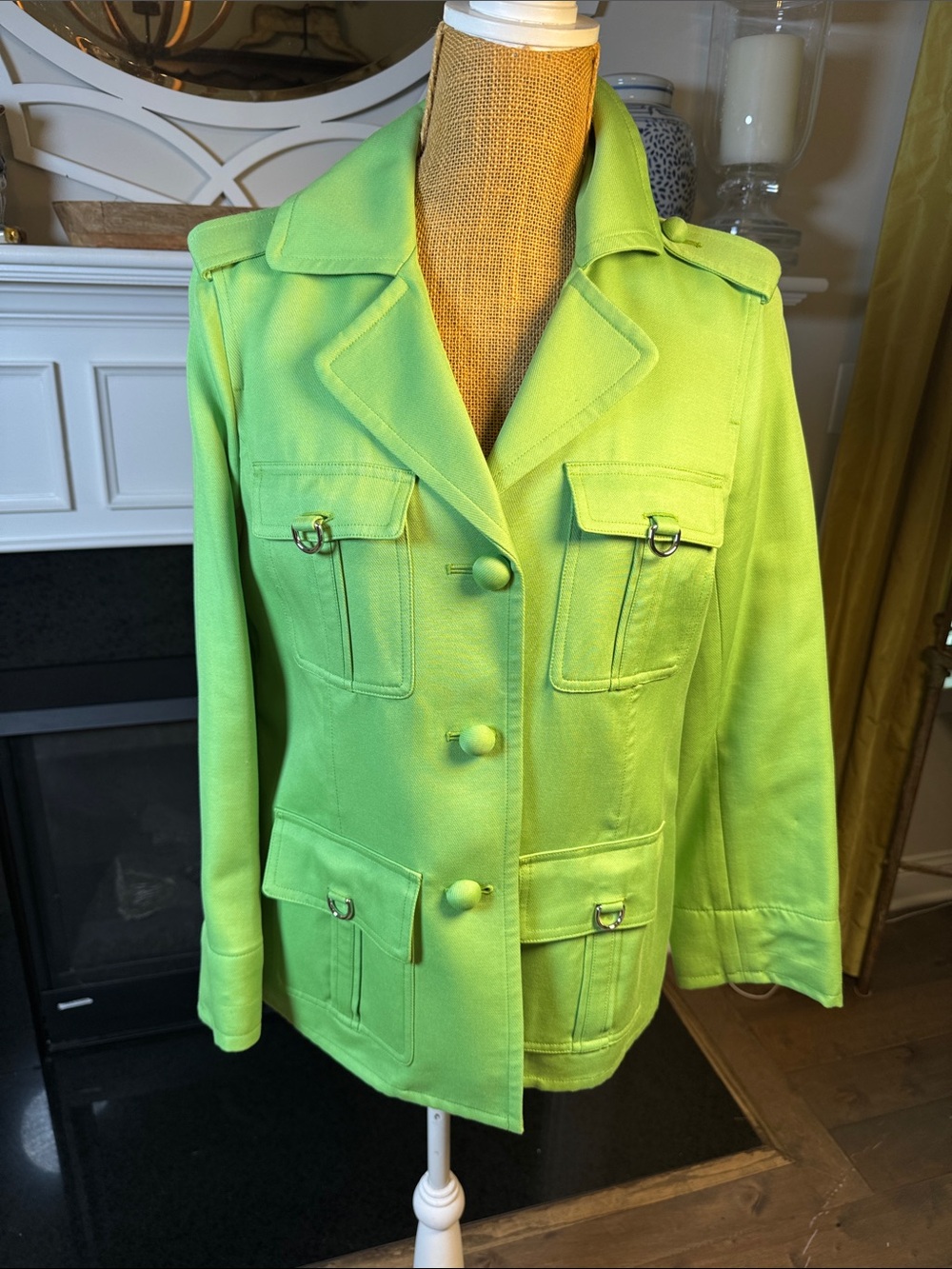 Tory Burch Lime Green Sgt. Pepper Twill Utility Blazer with pants